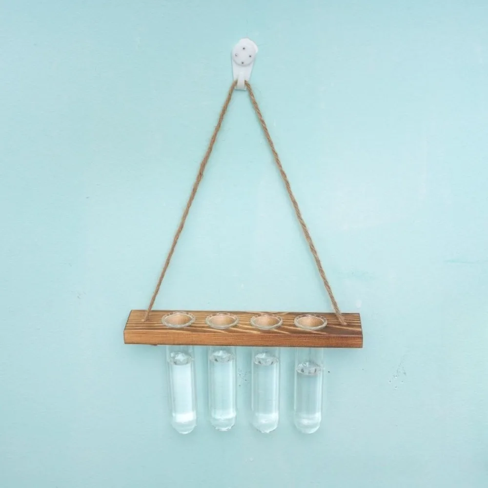 Vase Hydroponique Suspendu en Bois et Verre – Image 3