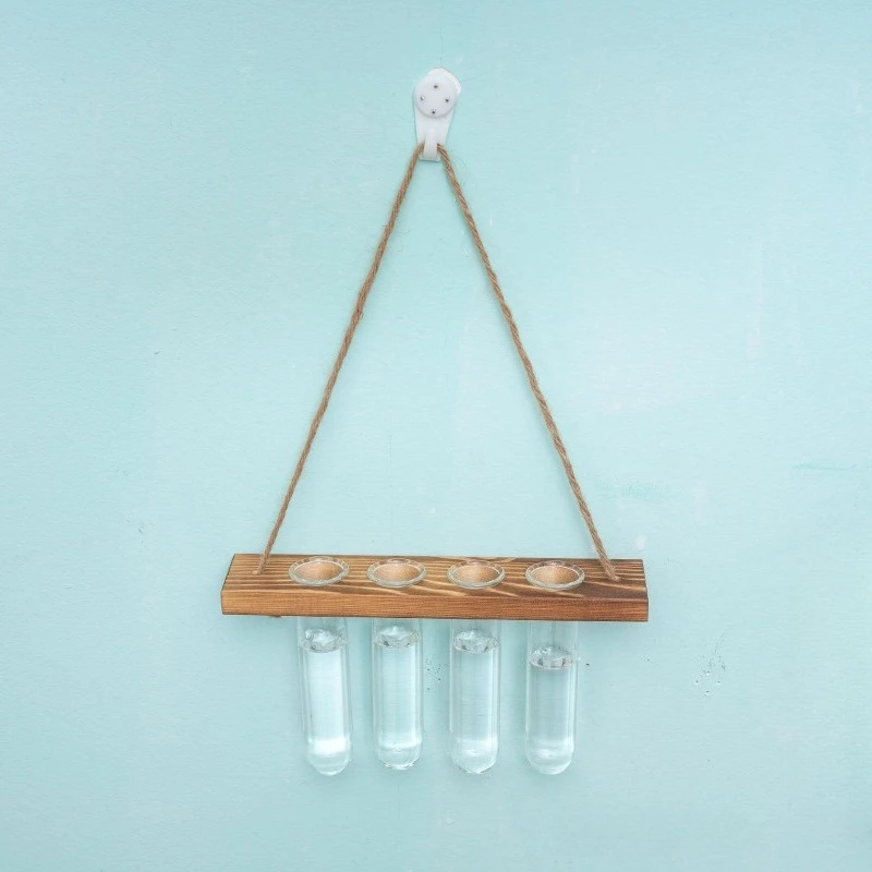 Vase Hydroponique Suspendu en Bois et Verre – Image 10