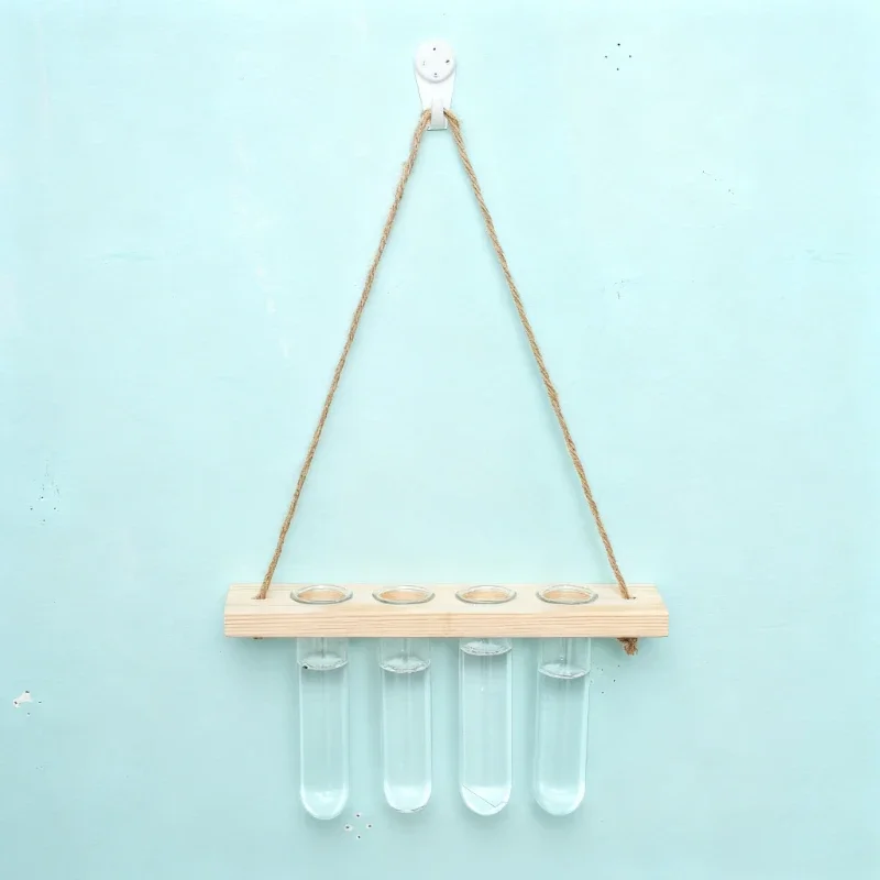 Vase Hydroponique Suspendu en Bois et Verre – Image 8