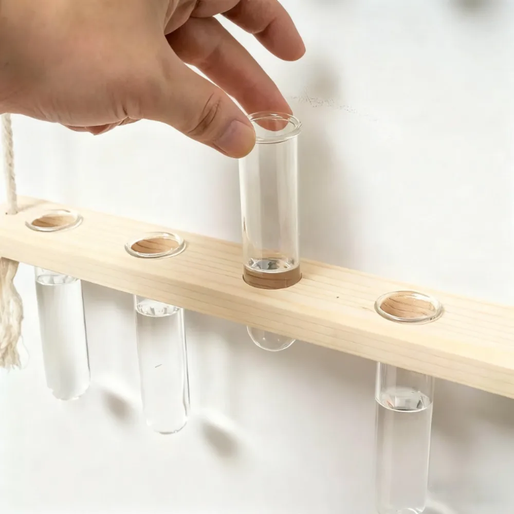 Vase Hydroponique Suspendu en Bois et Verre – Image 4